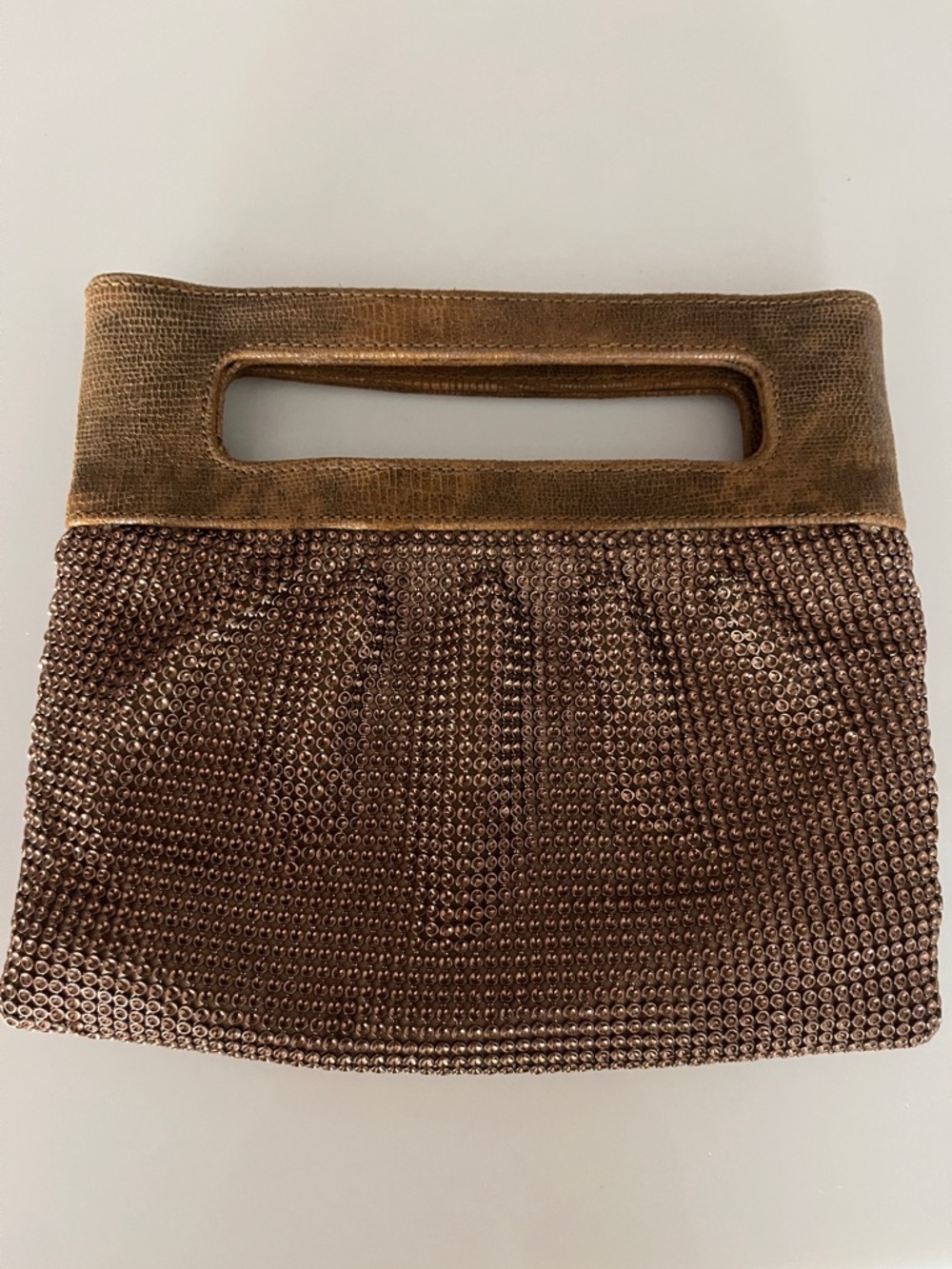 BCBGMaxAzria Bronze Metallic Mesh Handheld Clutch